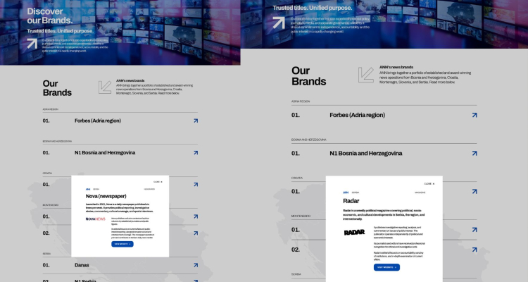 Na spletni strani medijske skupine napačni logotipi in zamenjane identitete